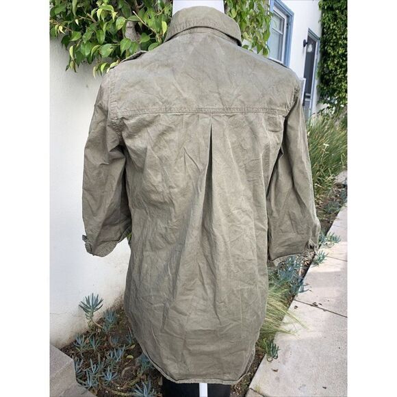 Zara Womens Solid Olive Green Long Sleeve Denim Button Down Jacket Small - Picture 4 of 7